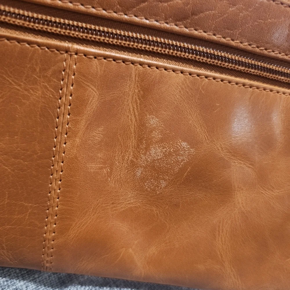 Sophia Visconti Tan Leather Wristlet Wallet with Zip Pocket